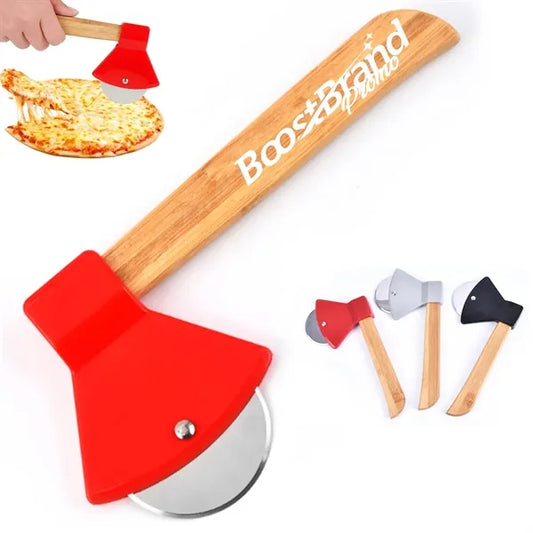 Axe Shaped Pizza Cutter with Bamboo Handle