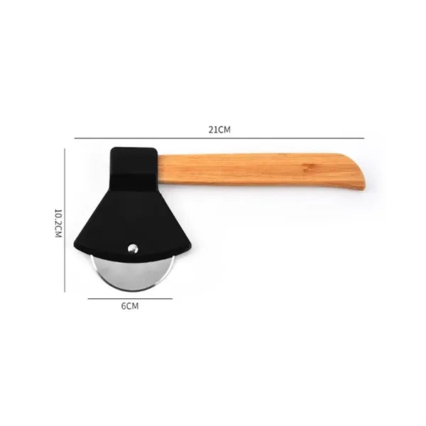 Axe Shaped Pizza Cutter with Bamboo Handle