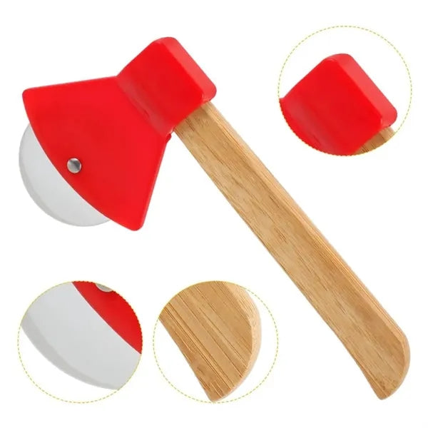 Axe Shaped Pizza Cutter with Bamboo Handle