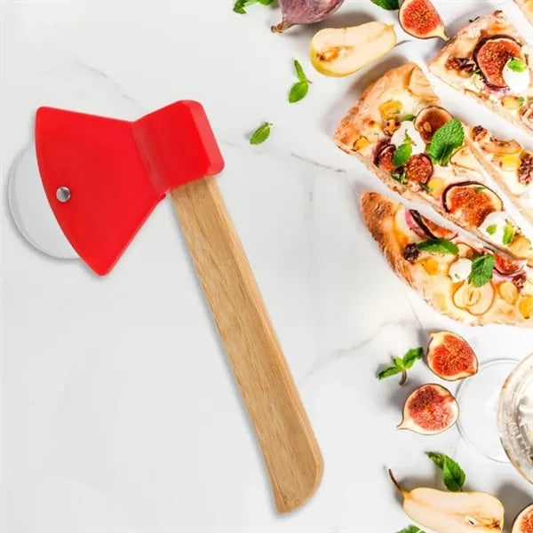Axe Shaped Pizza Cutter with Bamboo Handle
