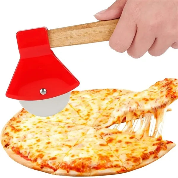 Axe Shaped Pizza Cutter with Bamboo Handle