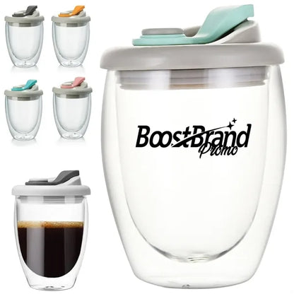 12oz. Double Wall Insulated Glass Tumbler with Lid