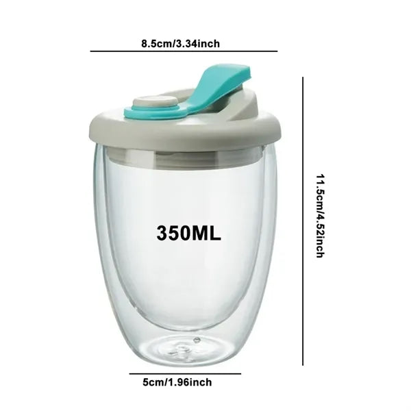 12oz. Double Wall Insulated Glass Tumbler with Lid