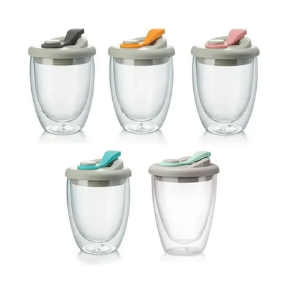 12oz. Double Wall Insulated Glass Tumbler with Lid
