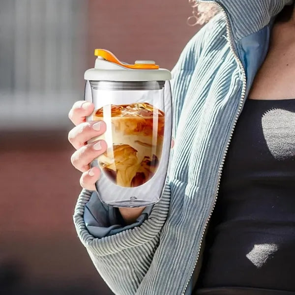 12oz. Double Wall Insulated Glass Tumbler with Lid
