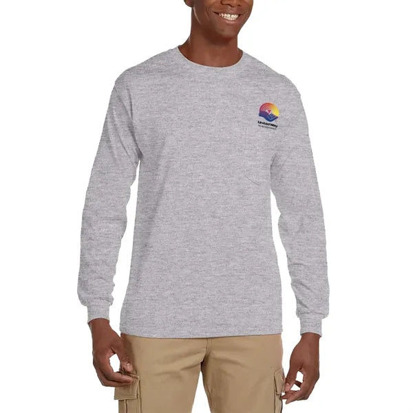 100% Cotton Long Sleeve Winter T-Shirt 6.1 oz with Pocket