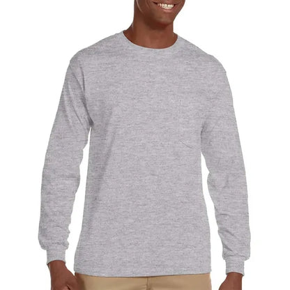 100% Cotton Long Sleeve Winter T-Shirt 6.1 oz with Pocket