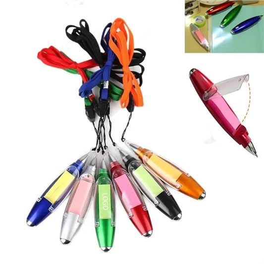 Led Glowing Ballpoint Pen with Lanyard and Notes