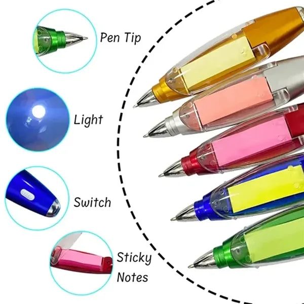 Led Glowing Ballpoint Pen with Lanyard and Notes