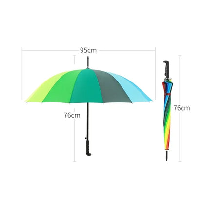 Rainbow Panel Umbrella with Hook Handle