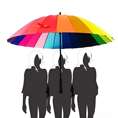 Rainbow Panel Umbrella with Hook Handle