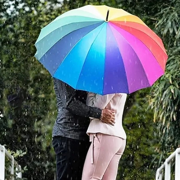 Rainbow Panel Umbrella with Hook Handle