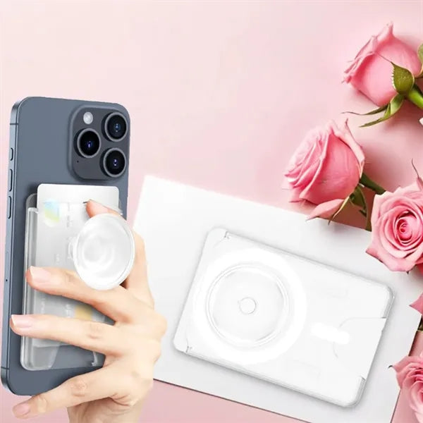Magnetic Phone Grip and Stand with Card Holder