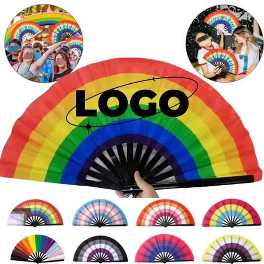 Rainbow Hand Folding Fans