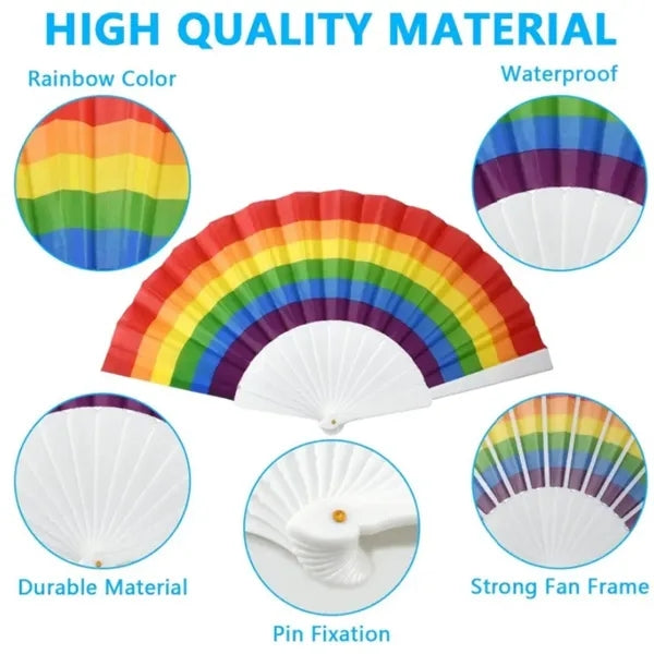 Rainbow Hand Folding Fans