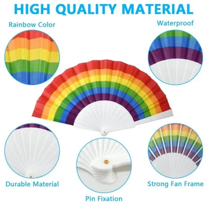 Rainbow Hand Folding Fans