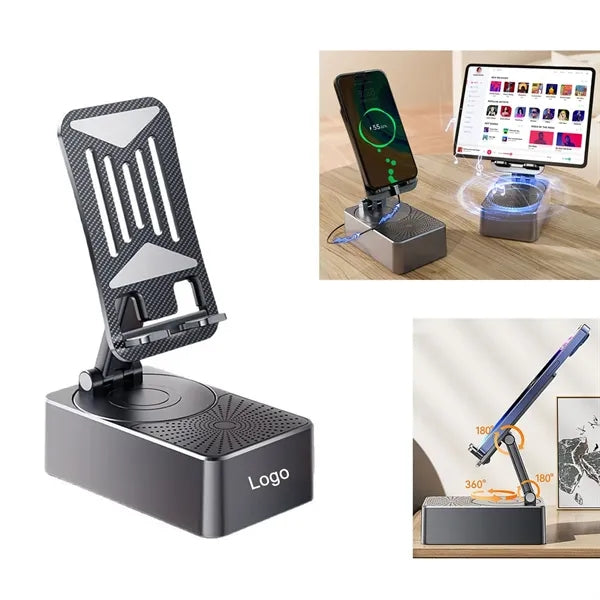 Phone Stand with Wireless Bluetooth Speaker and Power Bank