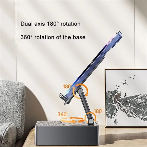 Phone Stand with Wireless Bluetooth Speaker and Power Bank