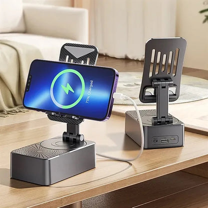Phone Stand with Wireless Bluetooth Speaker and Power Bank