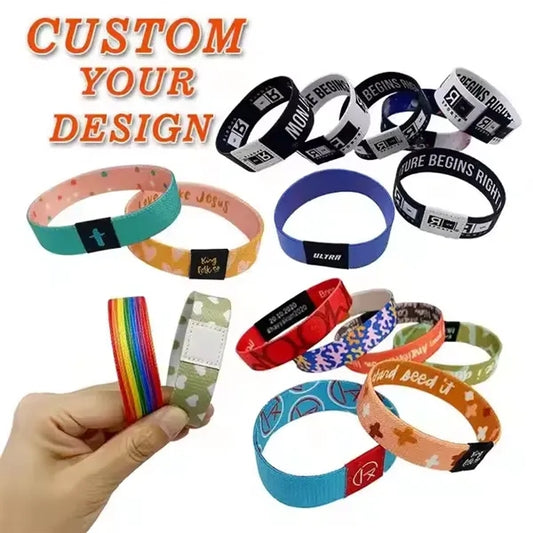 Elastic Event Wristband W/ Customizable Wove Label