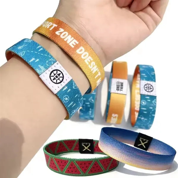 Elastic Event Wristband W/ Customizable Wove Label