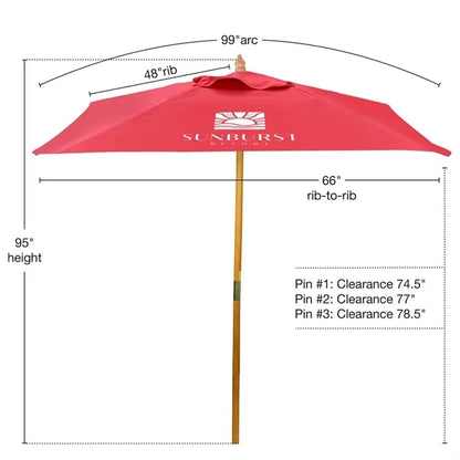 8' Square Wood Market Umbrella Single-Sided Dye Sub Kit