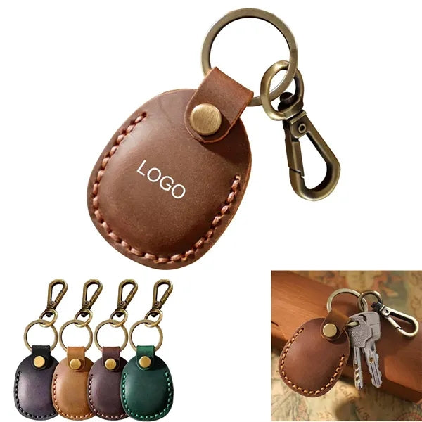 Leather Airtag Holder Keychain