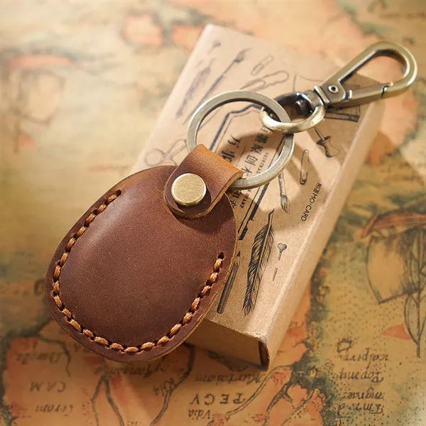 Leather Airtag Holder Keychain