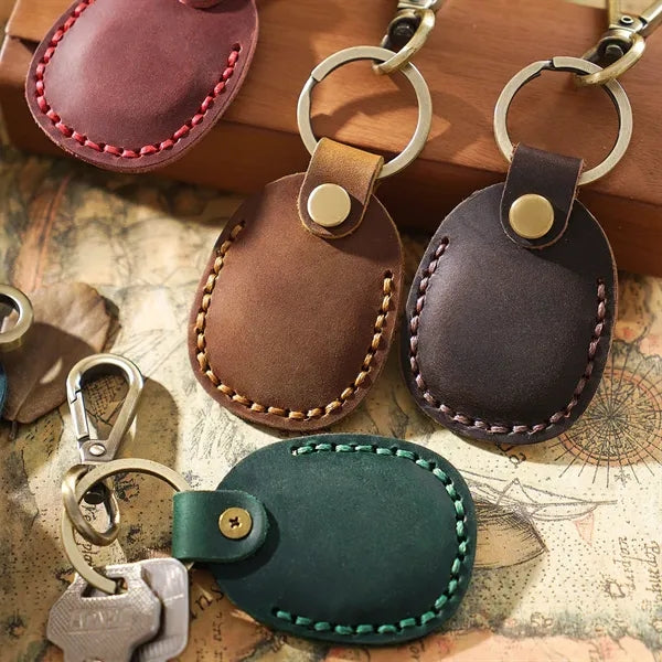 Leather Airtag Holder Keychain