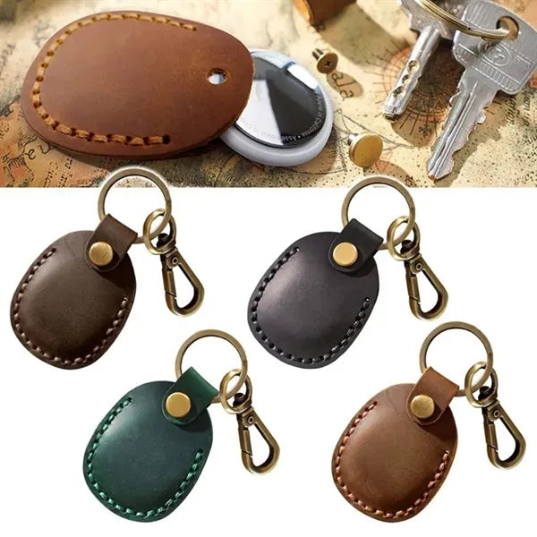 Leather Airtag Holder Keychain
