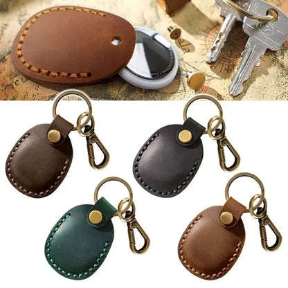 Leather Airtag Holder Keychain
