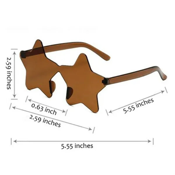 Star Shaped Rimless Sunglasses for Traveling