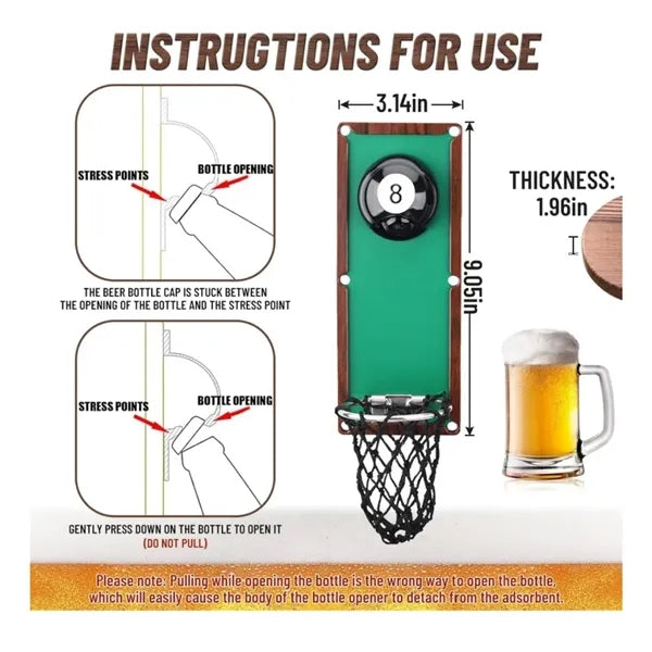 Billiard Ball Beer Bottle Opener Wall
