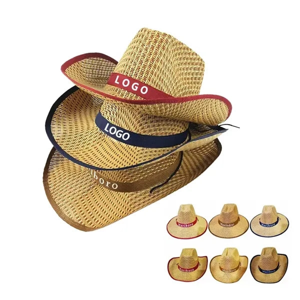 Custom Western Straw Cowboy Hat, Wide Brim Sun Hat