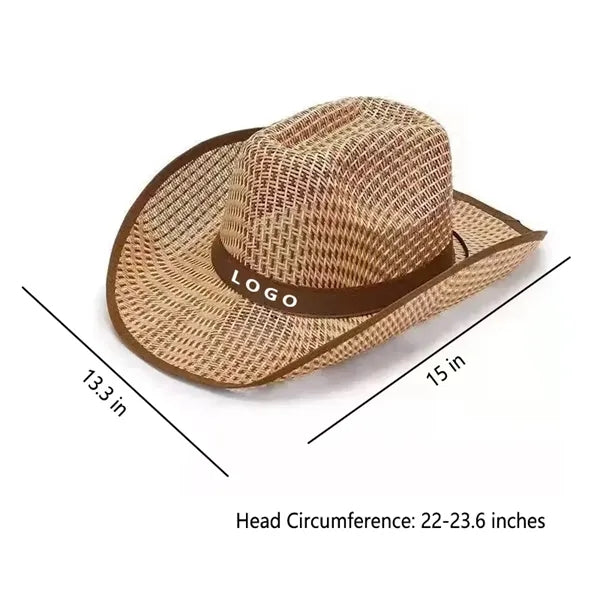 Custom Western Straw Cowboy Hat, Wide Brim Sun Hat