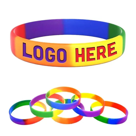 Rainbow Embossed Silicone Wristband