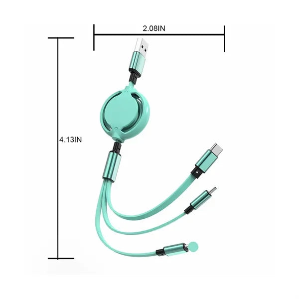 Multifunctional 3-In-1 Retractable Fast Charging Data Cable