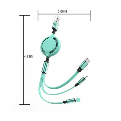 Multifunctional 3-In-1 Retractable Fast Charging Data Cable