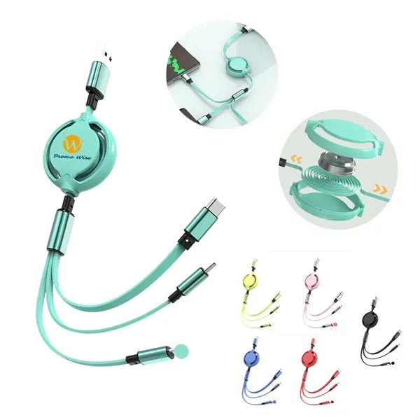 Multifunctional 3-In-1 Retractable Fast Charging Data Cable