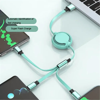 Multifunctional 3-In-1 Retractable Fast Charging Data Cable