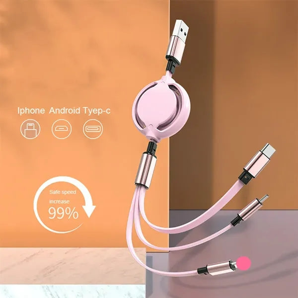 Multifunctional 3-In-1 Retractable Fast Charging Data Cable