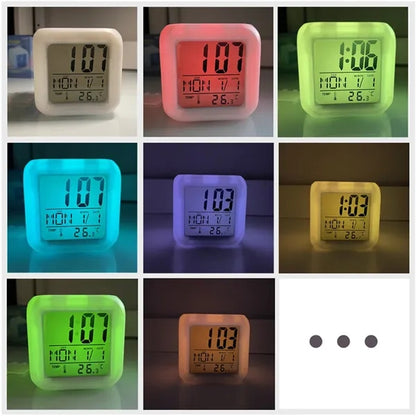 Mini Portable Colorful LED Square Alarm Clock