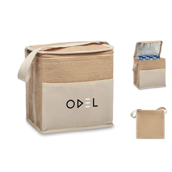 3L JUTE AND CANVAS COOLER BAG