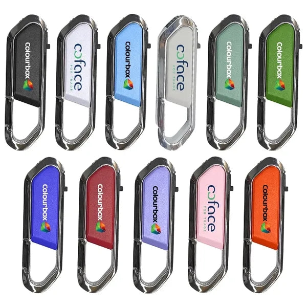 Carabiner USB Drive With Metal Rim And Capless Push/Retract