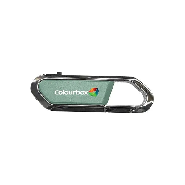 Carabiner USB Drive With Metal Rim And Capless Push/Retract