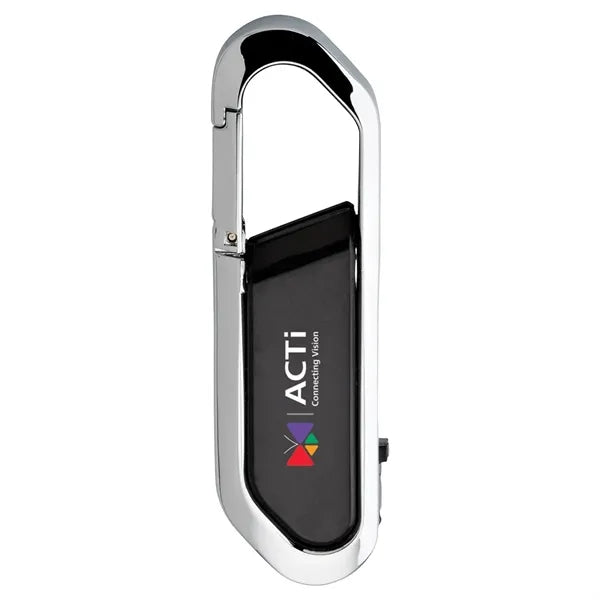 Carabiner USB Drive With Metal Rim And Capless Push/Retract