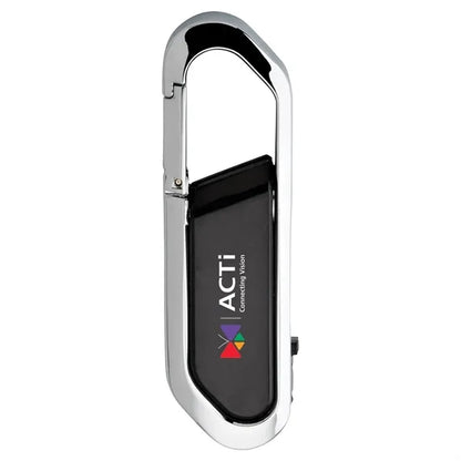Carabiner USB Drive With Metal Rim And Capless Push/Retract