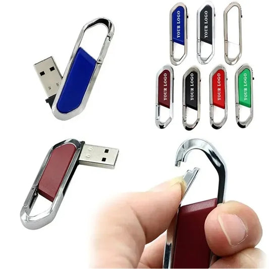 Carabiner USB Drive With Metal Rim And Capless Push/Retract
