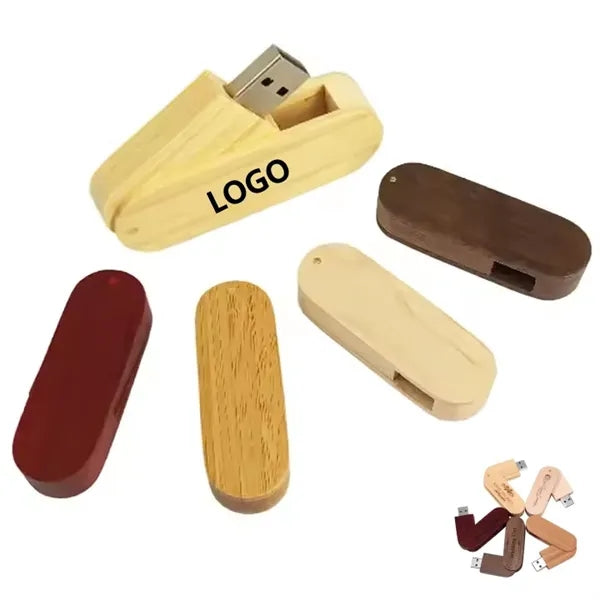 Wooden Swivel USB Flash Drive
