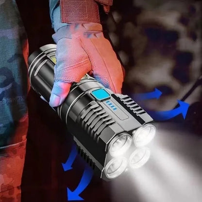 Outdoor 4 Core LED Rechargeable Flashlight with Side Light